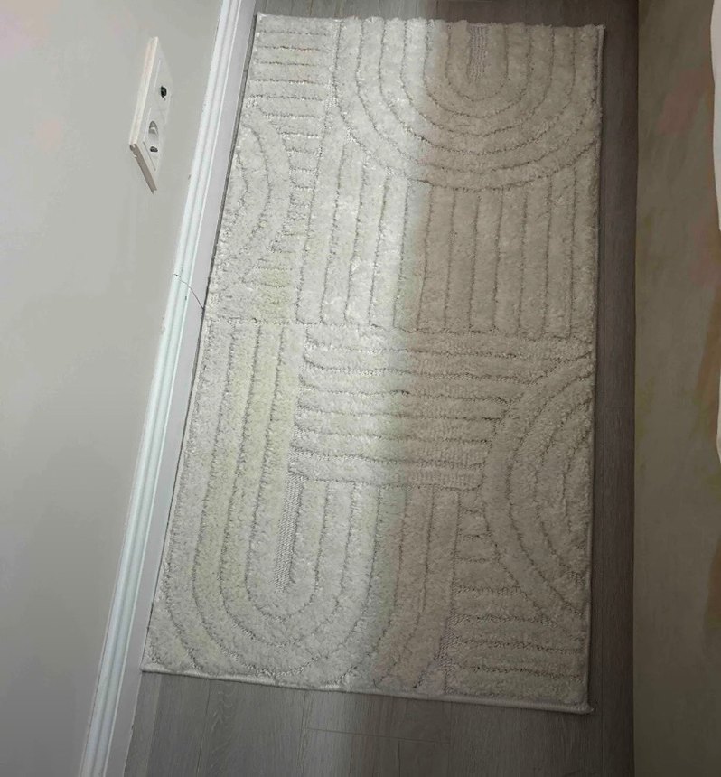 Çağdaş Beyaz Gri Dokulu  Halı 80x150 - Görsel 3