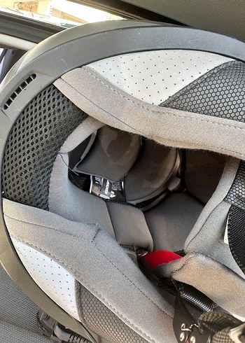 Gri Metal Biker Kask, Tokalı, Baskılı - Görsel 4