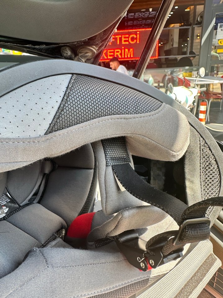 Gri Metal Biker Kask, Tokalı, Baskılı - Görsel 5