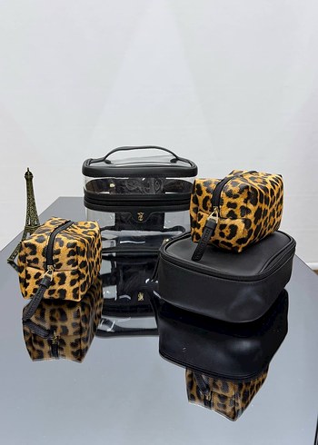 Victoria s Secret Leopar Desenli Siyah Organizer Seti