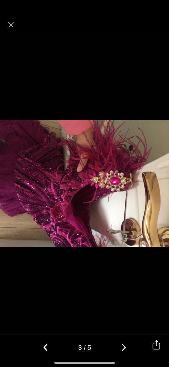 Uzun Mor Drapeli Gece Elbisesi - Görsel 3