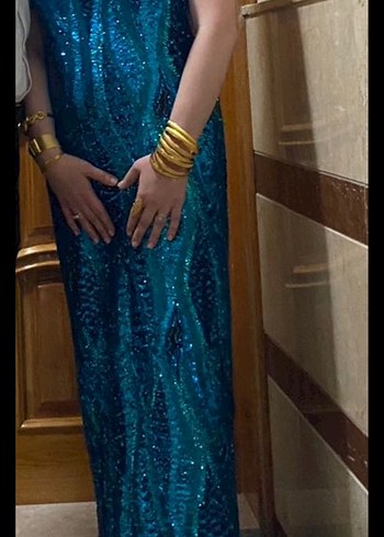 Turkuaz Parlak Yılan Desenli Kadın El Zinciri - Görsel 2