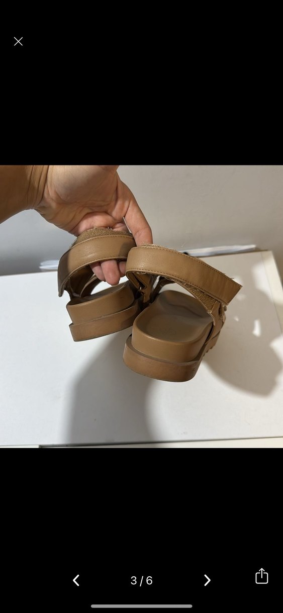 Bej Deri Kadın Dolgu Topuklu Sandalet - Görsel 2