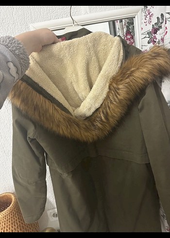 Kadın Bej Uzun Sıcak Mont - Rahat Kesim - Görsel 3