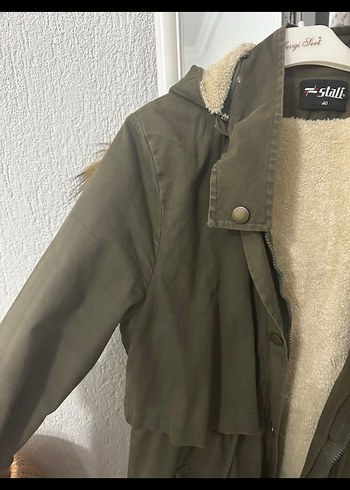 Kadın Bej Uzun Sıcak Mont - Rahat Kesim - Görsel 2