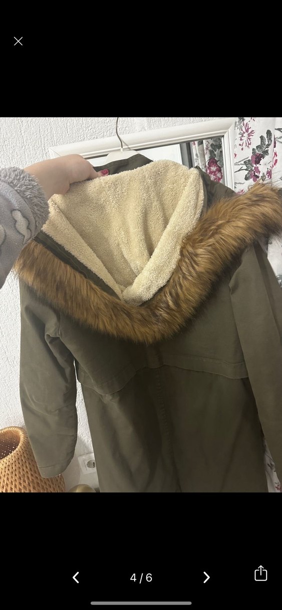 Kadın Bej Uzun Sıcak Mont - Rahat Kesim - Görsel 3