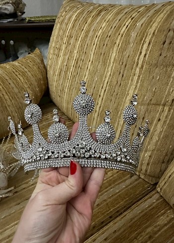 Beyaz Parlak Taşlı Gelin Tacı - Görsel 4