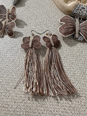 El yapımı kolye küpe takımı - Görsel 5