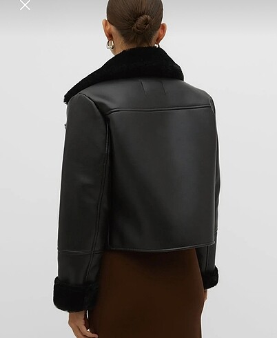 s Beden Stradivarius içi kürklü suni deri biker ceket