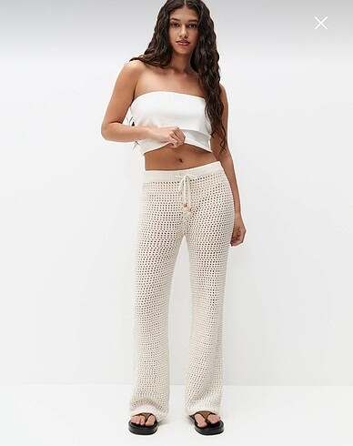 m Beden ten rengi Renk Pull and bear kroşe pantolon