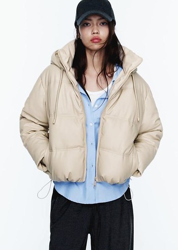 Zara oversize termal deri mont