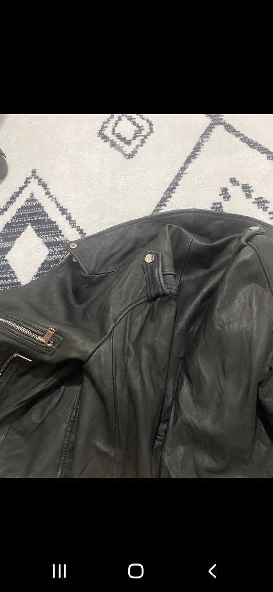 Zara Siyah Deri Biker Ceket - Görsel 4