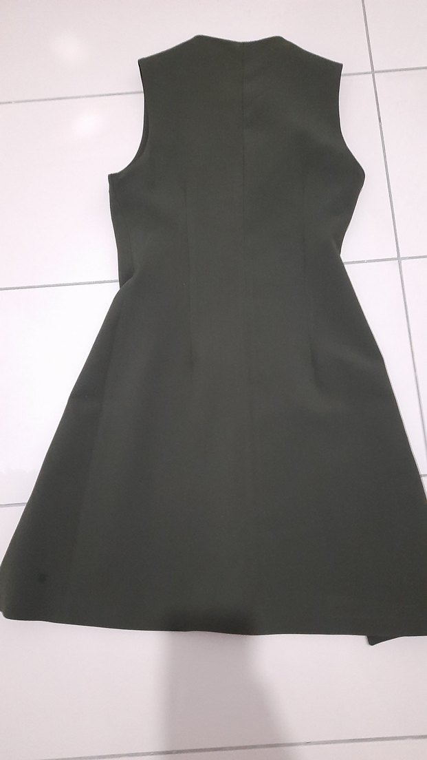 Düğmeli, Uzun Kesim Yeşil Kadın Yelek - Görsel 2