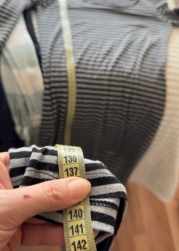 Gri Uzun Çizgili Kadın Elbise - Görsel 5