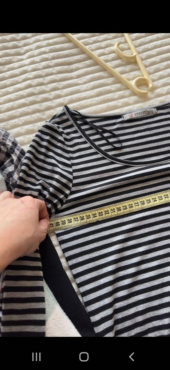 Gri Uzun Çizgili Kadın Elbise - Görsel 4