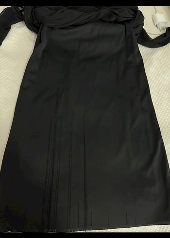 Uzun Siyah Drapeli Tül Elbise - Görsel 5