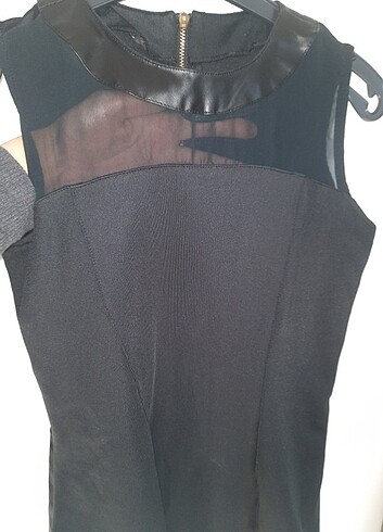 Deri tül detaylı saten bluz - Görsel 3