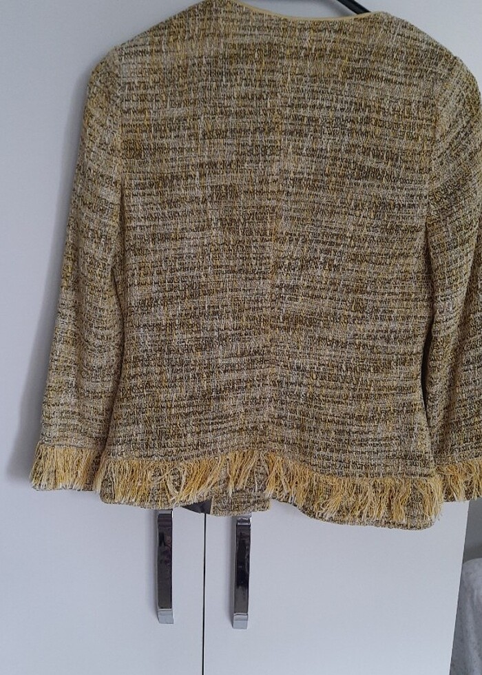 Sarı tüvit ceket - Görsel 4