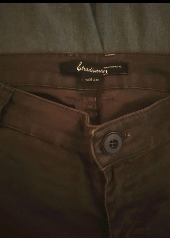 Stradivarius Koyu Kahverengi Kanvas Pantolon