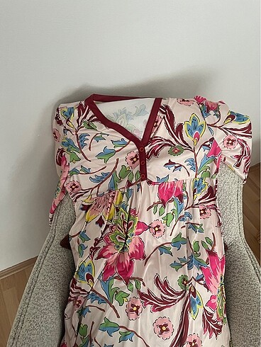 Zara Bordo çiçekli elbise