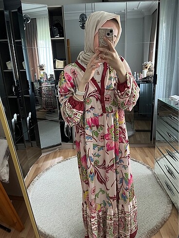 Zara Bordo çiçekli elbise