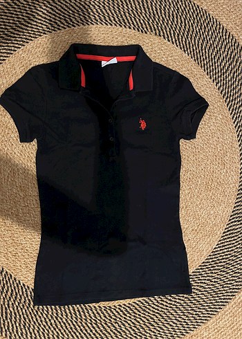 Kız Siyah Kısa Kollu Polo Tişört