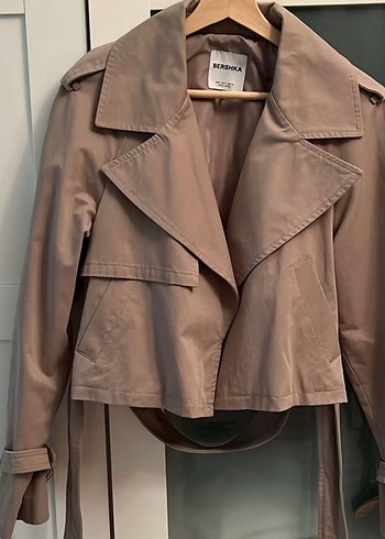 s Beden camel Renk Bej Midi Trençkot, Kemerli, Regular Fit