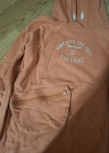 Kız Çocuk Kapüşonlu Fermuarlı Sweatshirt.8-9 yaş - Görsel 2