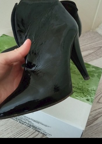 Fermuarlı Siyah Rugan Stiletto Bot - Görsel 13