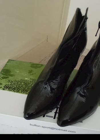 Fermuarlı Siyah Rugan Stiletto Bot - Görsel 15