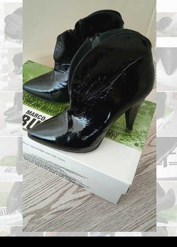 Fermuarlı Siyah Rugan Stiletto Bot - Görsel 4