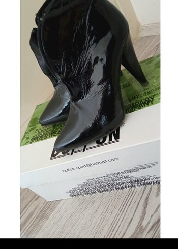 Fermuarlı Siyah Rugan Stiletto Bot - Görsel 12