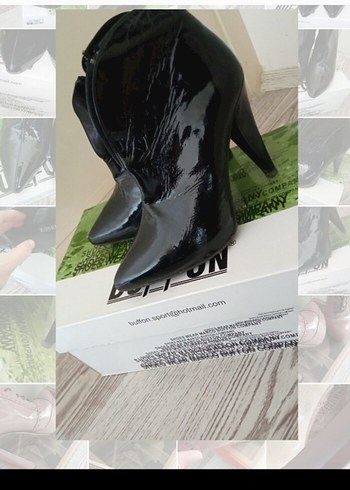 Fermuarlı Siyah Rugan Stiletto Bot - Görsel 6