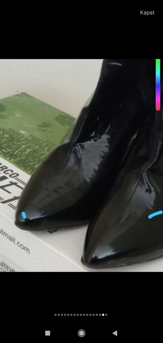 Fermuarlı Siyah Rugan Stiletto Bot - Görsel 3