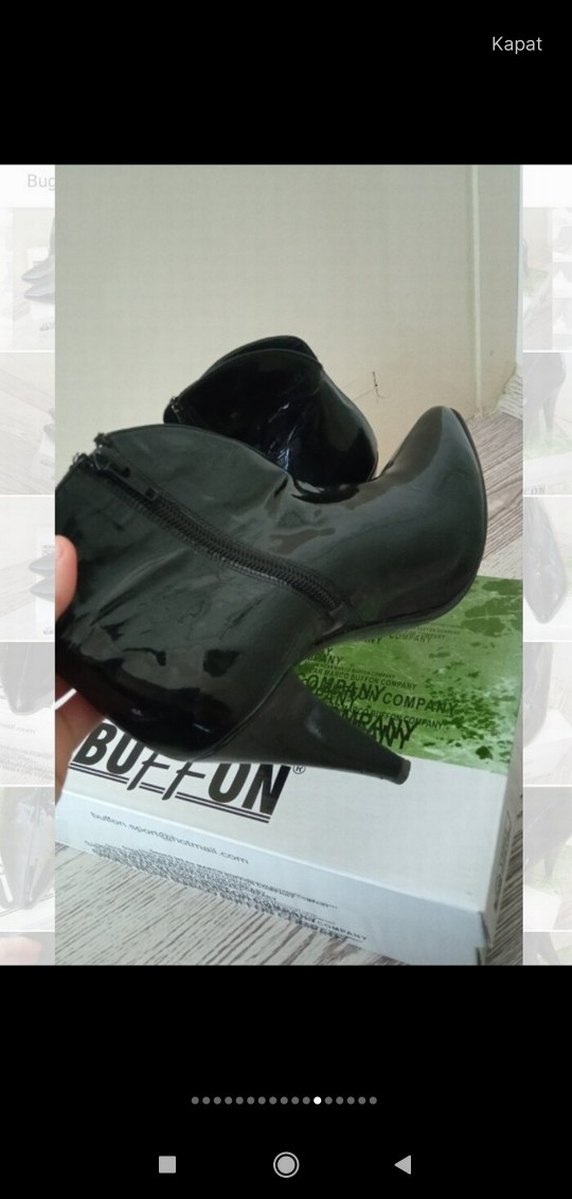 Fermuarlı Siyah Rugan Stiletto Bot - Görsel 5