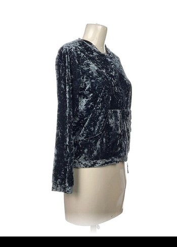 Gri Kadın Midi Boy Kadife Ceket - Görsel 2