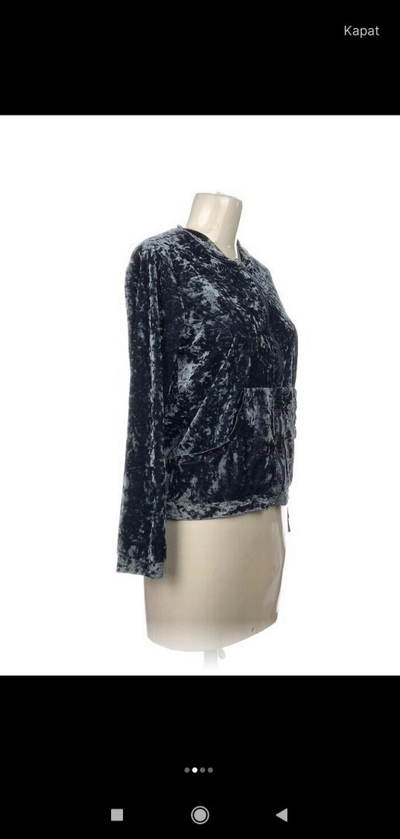 Gri Kadın Midi Boy Kadife Ceket - Görsel 2