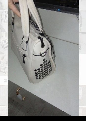 Krem rengi canta - Görsel 3