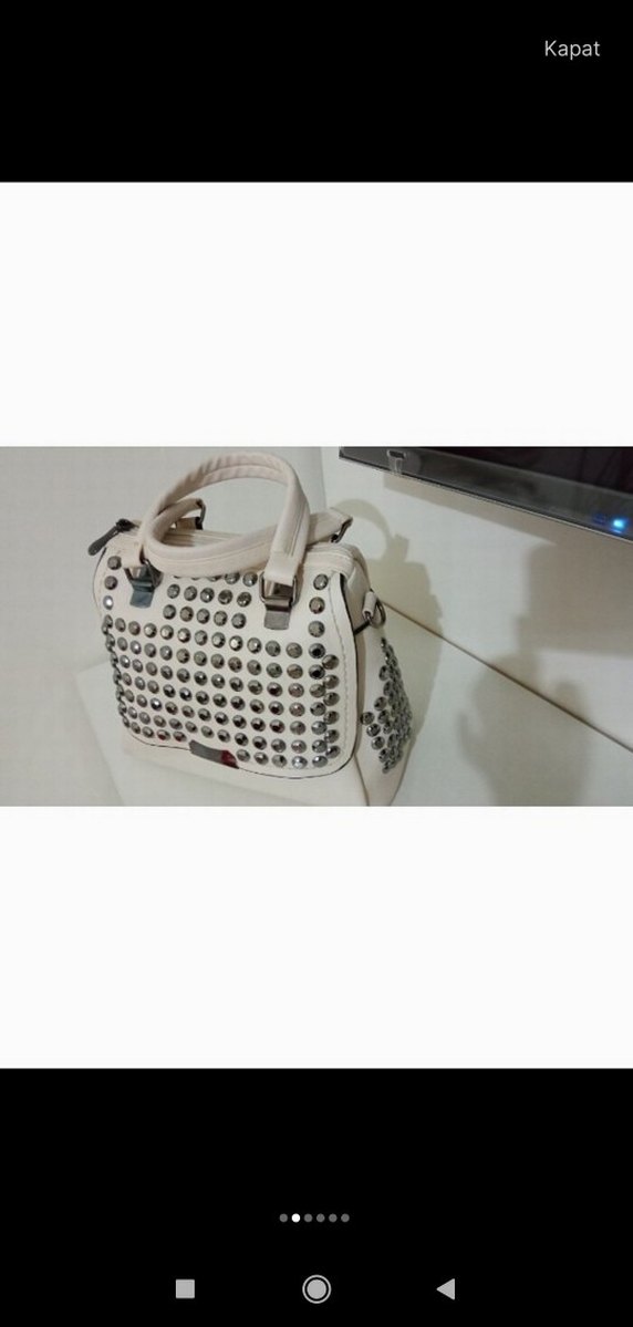 Krem rengi canta - Görsel 5