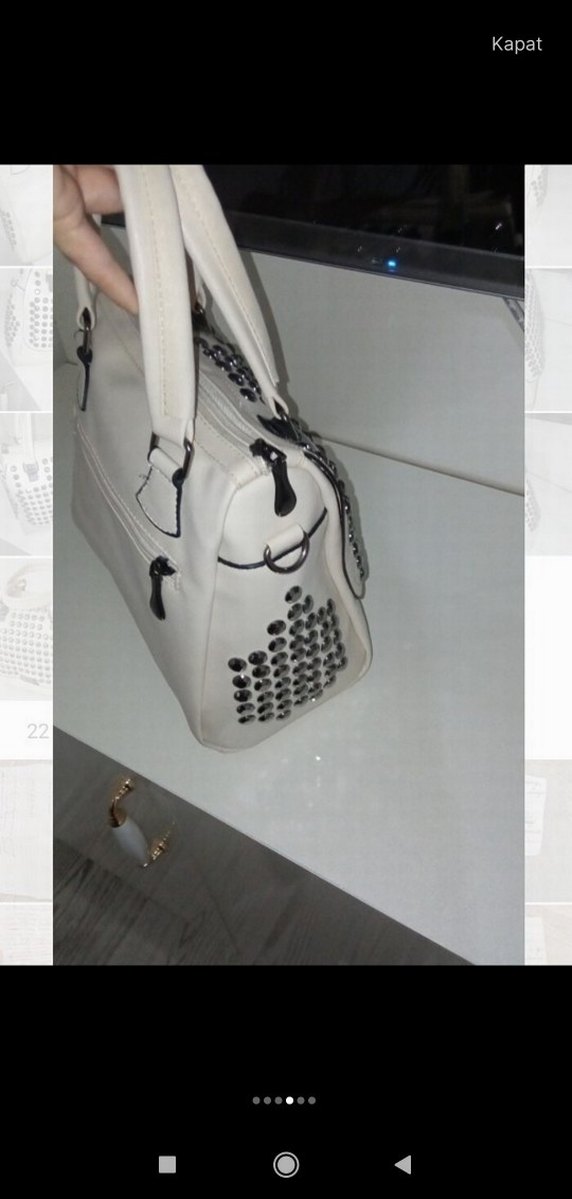 Krem rengi canta - Görsel 3