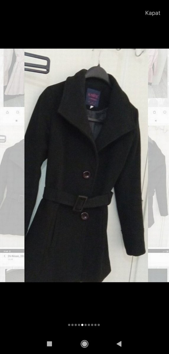 Siyah Kuşaklı Kadın Kaban - Görsel 2