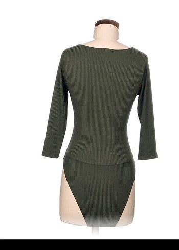 Yeni Etiketli V Yaka Kadın Haki Bluz - Görsel 3