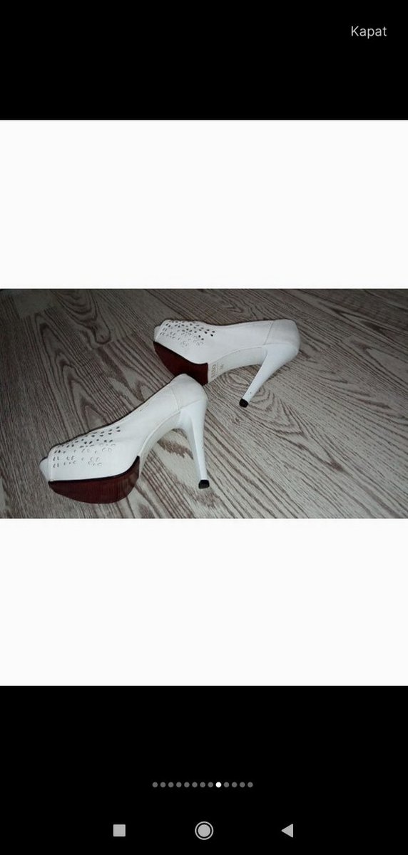 Beyaz Dolgu Topuklu Kadın Abiye Ayakkabı - Görsel 5
