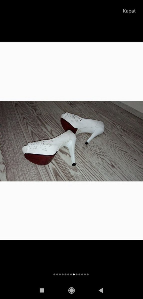 Beyaz Dolgu Topuklu Kadın Abiye Ayakkabı - Görsel 4