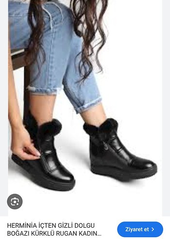 Siyah Deri Kürklü Biker Kadın Bot - Görsel 17