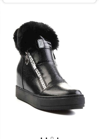 Siyah Deri Kürklü Biker Kadın Bot - Görsel 20