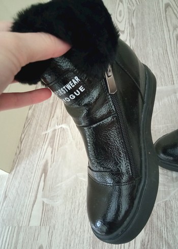 Siyah Deri Kürklü Biker Kadın Bot - Görsel 6