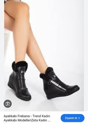 Siyah Deri Kürklü Biker Kadın Bot - Görsel 14