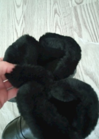 Siyah Deri Kürklü Biker Kadın Bot - Görsel 13