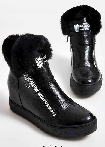 Siyah Deri Kürklü Biker Kadın Bot - Görsel 19